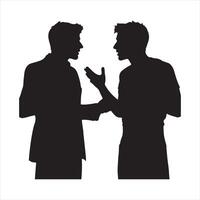 two men making chat silhouette on white background vector
