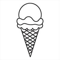 single one line Ice cream cone silhouette vector