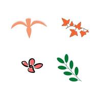 set of flower and leaf vector