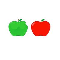 Red an green delicious or Fuji apple fruit with leaf flat icon vector