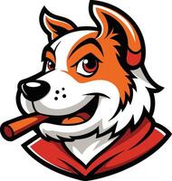 A cartoon dog with a cigar in its mouth vector