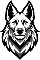 A wolf head with a black and white design vector