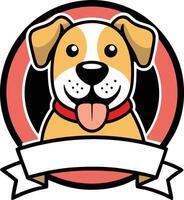 A cartoon dog with a ribbon around it vector