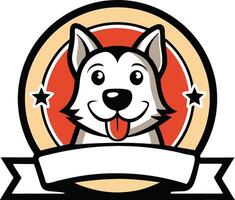 A dog with a ribbon around it in a circle vector