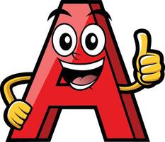 A cartoon letter a character with thumbs up vector