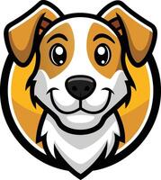 A cartoon dog head with a smile on its face vector