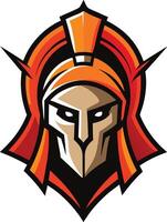 Spartan helmet mascot logo design front view vector