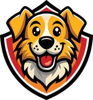 A cartoon dog head on a shield vector
