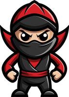 A cartoon ninja with red and black clothing vector