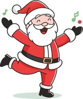Santa claus dancing with music notes vector