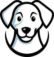 A dog's head is shown in a black and white drawing vector