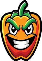 A cartoon pepper with an angry face vector