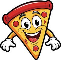 A cartoon slice of pizza with a happy face vector