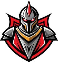 A knight helmet with red and black colors vector