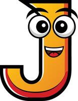 A cartoon letter j with eyes and a smile vector