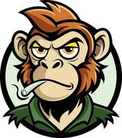 A cartoon monkey with a cigarette in his mouth vector