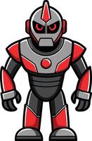 A cartoon robot with red and gray armor vector