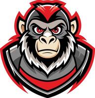 A monkey mascot head with red and black stripes vector