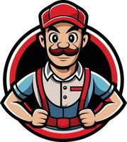 A cartoon man with a mustache and hat vector