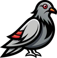 A pigeon with a red beak and black feathers vector