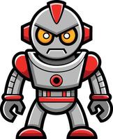 A cartoon robot with red eyes and a red suit vector