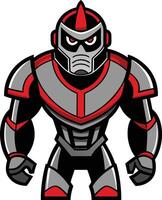 A cartoon robot with red and gray armor vector