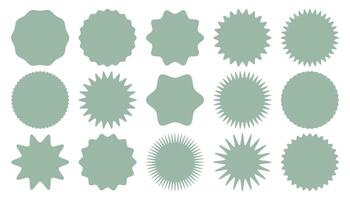Round smooth wavy labels templates collection isolated on hite background. Round badges for sale promotion, advertisement. vector