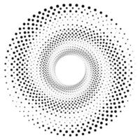 Black round halftone texture. Twisted helix element vector