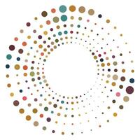 Colorful halftone round circular texture with dots, radial halftone tornado vector