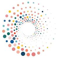 Colorful halftone twister, halftone circular texture with dots, radial halftone tornado vector