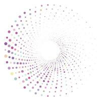 Colorful retro pop art halftone circle. Vortex, volute shapes vector