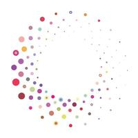 Colorful retro pop art halftone circle. Rotating dotted circles design vector