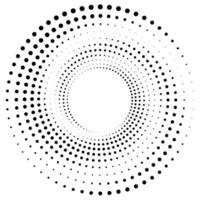 Black round halftone texture. Radial halftone dots in Circle Form vector