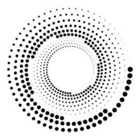 Black round halftone texture. Dotted round halftone frame vector