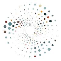Colorful halftone swirl, twister, halftone circular texture with dots vector