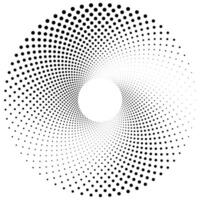 Black round dotted radial swirl or tornado shape. Gradient circle. Pop art retro style. vector