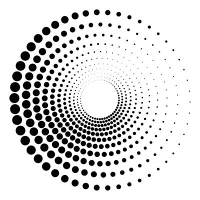 Black round halftone texture, circular ripple lines design