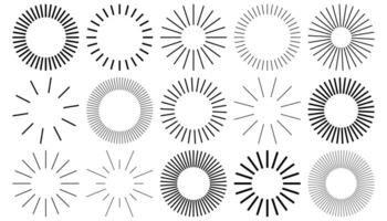 Geometric round line art frames, vertical thin lines in the circle. Abstract stripes isolated on white background. vector