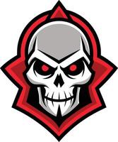 A skull with red eyes and a red star on it vector