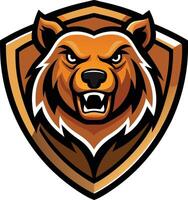 The mascot of a bear in the shield vector
