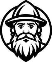 A bearded man with a hat and beard in a circle vector