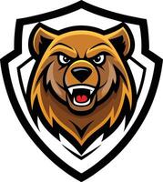 A bear mascot head on a shield vector