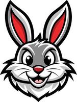 A cartoon rabbit head with red ears vector