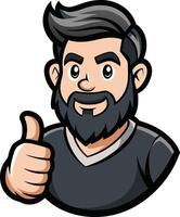 A cartoon man with a beard and a thumbs up vector