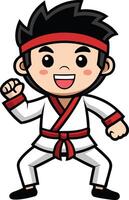 Cartoon karate man with red belt and black belt vector