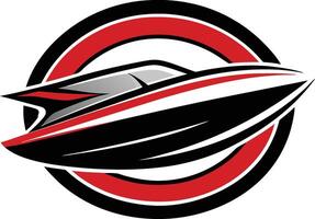 A red and black speed boat in a circle vector