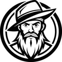 A bearded man with a hat and mustache in a circle vector