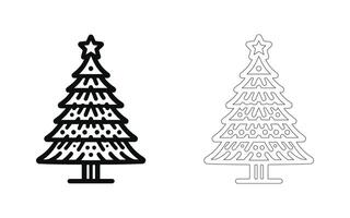 Christmas tree with line art on White Background vector
