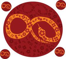 A snake and flowers in a circle vector