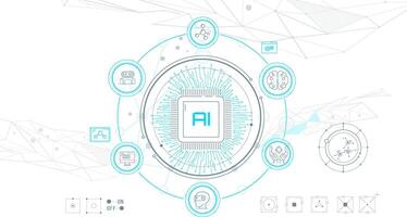 Virtual infographics on the topic of artificial intelligence, machine learning and automation. vector